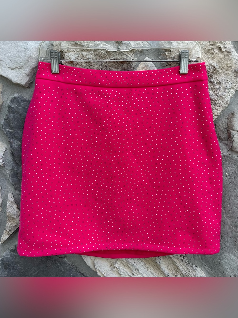 Hot Pink Rhinestone Skirt Size L Western Festival Concert Club Glam Party Date